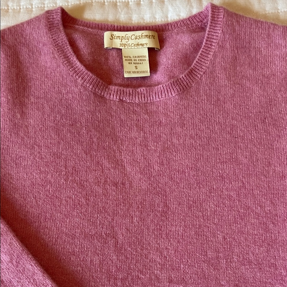 ply cashmere Women's Rose Pink Cashmere Crewneck Sweater